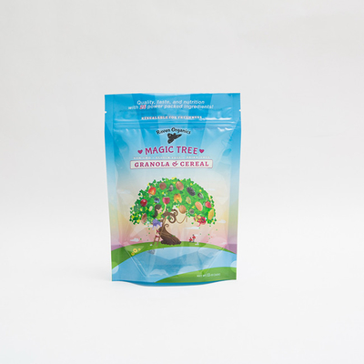 গ্রানোলা সিরিয়ালের জন্য 12OZ 100mm কাস্টম প্রিন্টেড প্লাস্টিক জিপার জিপলক পাউচ প্যাকেজিং