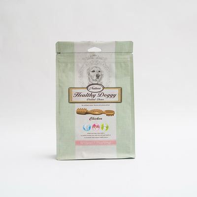 17.77OZ 75mm পোষা খাদ্য প্যাকেজিং ব্যাগ ডগি ডেন্টাল চিউ ফ্ল্যাট বটম পাউচ জিপার সহ