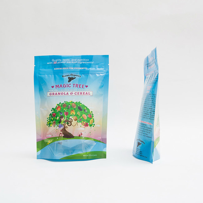 গ্রানোলা সিরিয়ালের জন্য 12OZ 100mm কাস্টম প্রিন্টেড প্লাস্টিক জিপার জিপলক পাউচ প্যাকেজিং