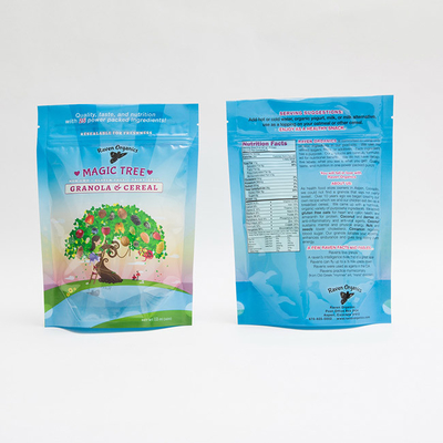 গ্রানোলা সিরিয়ালের জন্য 12OZ 100mm কাস্টম প্রিন্টেড প্লাস্টিক জিপার জিপলক পাউচ প্যাকেজিং