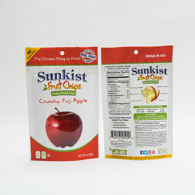 জিপ লক কাস্টম জিপ ব্যাগ প্যাকেজিং সহ 1OZ শুকনো অ্যাপল চিপস স্ট্যান্ড আপ পাউচ ব্যাগ