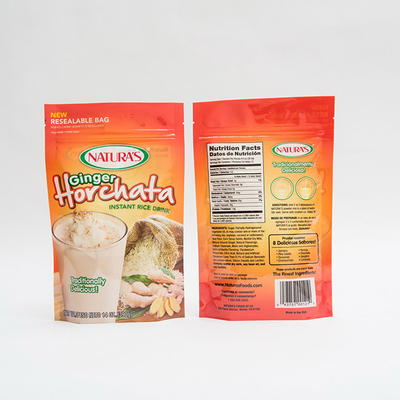14OZ প্রিন্টেড প্লাস্টিক স্ট্যান্ড আপ পাউচ ইনস্ট্যান্ট রাইস কাস্টম জিপলক প্যাকেজিং ব্যাগ
