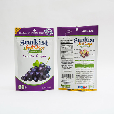 1.2oz ফ্রুট চিপস VMPET স্ট্যান্ড আপ জিপার ব্যাগ রিসিলেবল পাউচ প্লাস্টিক প্যাকেজিং