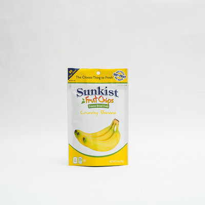 জিপার সহ 1.4oz শুকনো কলা চিপস ফুড প্যাকেজিং পুনর্ব্যবহারযোগ্য স্ট্যান্ড আপ পাউচ