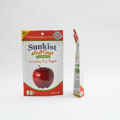 জিপ লক কাস্টম জিপ ব্যাগ প্যাকেজিং সহ 1OZ শুকনো অ্যাপল চিপস স্ট্যান্ড আপ পাউচ ব্যাগ