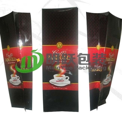 এয়ার ভালভ এবং টিন টাই সহ কোয়াড সিল 500 গ্রাম কফি PET12 কাস্টম প্রিন্টেড ফয়েল ব্যাগ