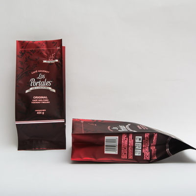 454g 280 X 100mm প্রিন্টেড ফ্ল্যাট বটম কফি ব্যাগ কফি বিনের জন্য ভালভ সহ BOPP