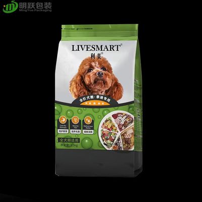 VMPET 130um 2.5kg পোষা খাদ্য প্যাকেজিং ব্যাগ আর্দ্রতা প্রতিরোধের সমতল নীচে জিপার পাউচ